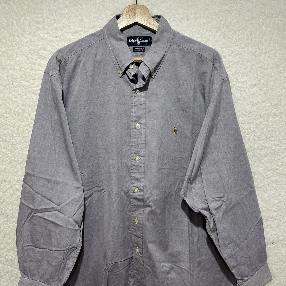 Polo Ralph Lauren Yarmouth Purple Button‎ Down Long Sleeve Shirt Size 17 34/35